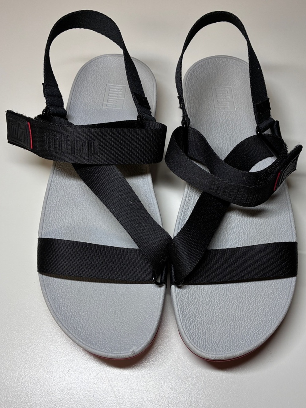 FitFlop Women's Surfa Back-Strap Sandals in Pewter Grey.
